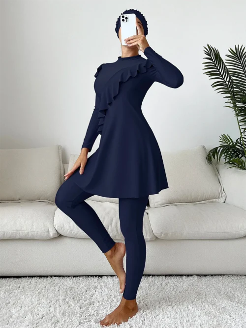 3PCS Burkini - Imprimé floral- Couverture complète-Burkini-PARIS FEMME