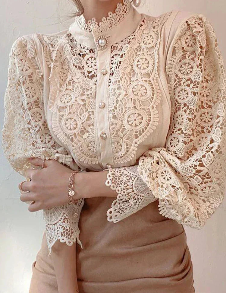 Iris - Élégante Chemise - Col Haut Classique-Chemisier-PARIS FEMME