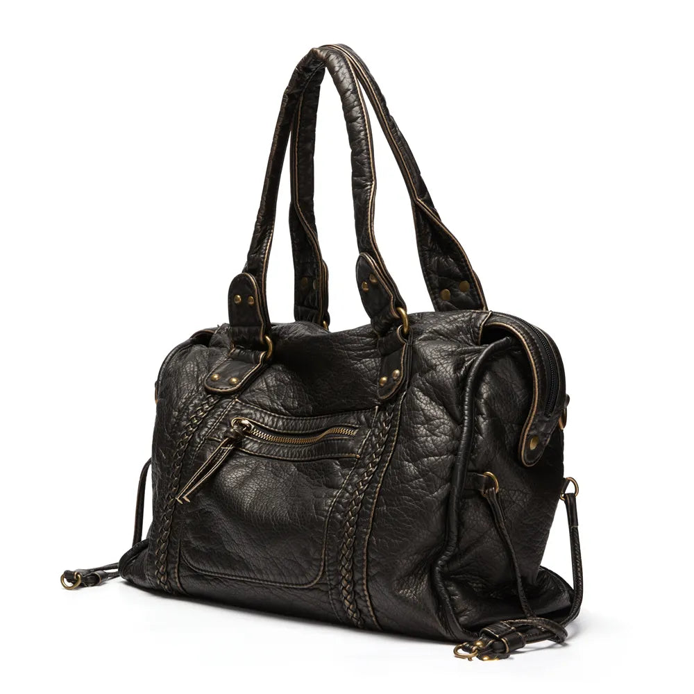 Élégance Noire - Sac à Main Luxe - Cuir Véritable-sac à main-PARIS FEMME