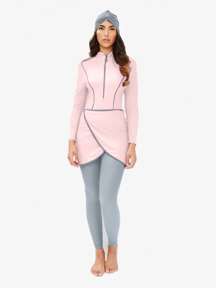 Burkini Modeste 3 Pièces - Maillot Patchwork Sportif-Burkini-PARIS FEMME