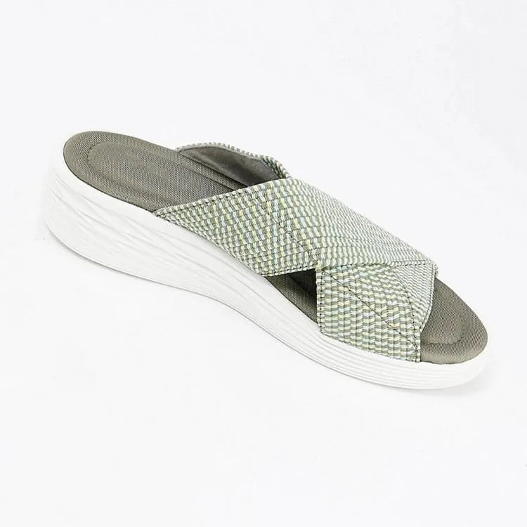 Virgie - Chaussons compensés confortables et croisés pour femme-Sandales-PARIS FEMME