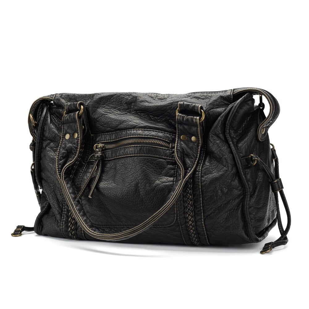 Élégance Noire - Sac à Main Luxe - Cuir Véritable-sac à main-PARIS FEMME