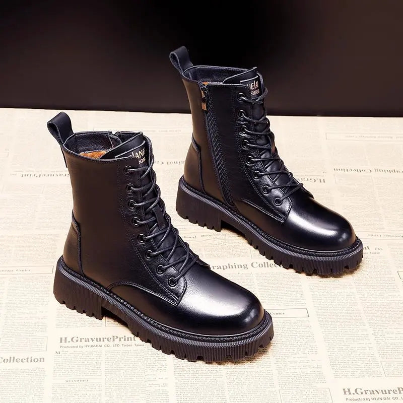 Bottes d'hiver en cuir pour femmes - Confort - Élégance-Chaussures-PARIS FEMME