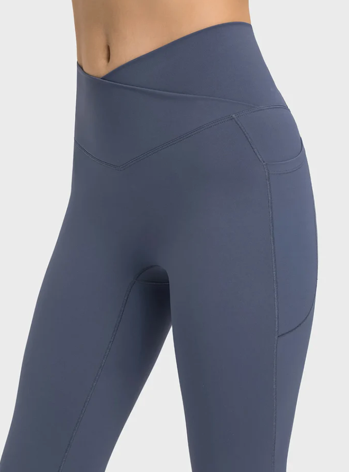 Legging de sport bleu sans couture-Leggings femme-PARIS FEMME