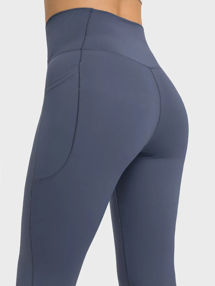 Legging de sport bleu sans couture-Leggings femme-PARIS FEMME