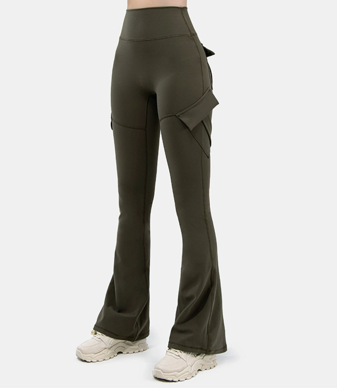 Pantalon cargo flare taille haute-Pantalon femme-PARIS FEMME
