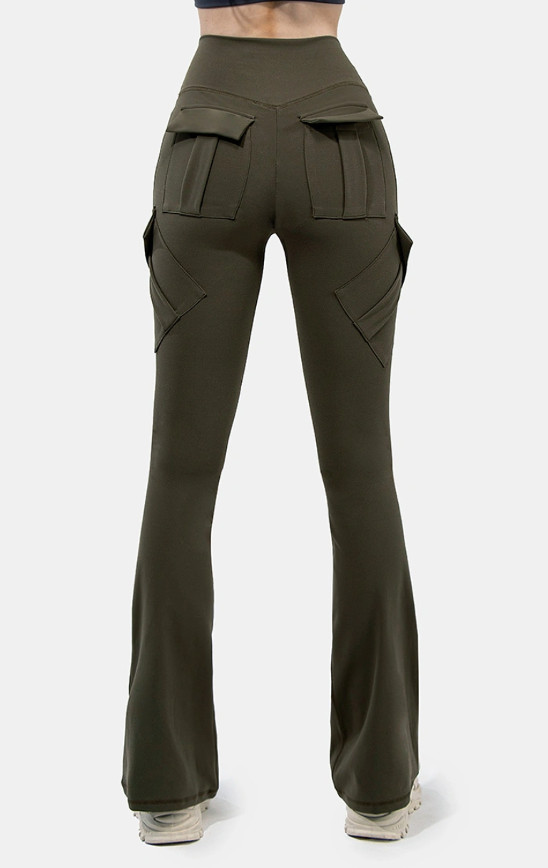 Pantalon cargo flare taille haute-Pantalon femme-PARIS FEMME