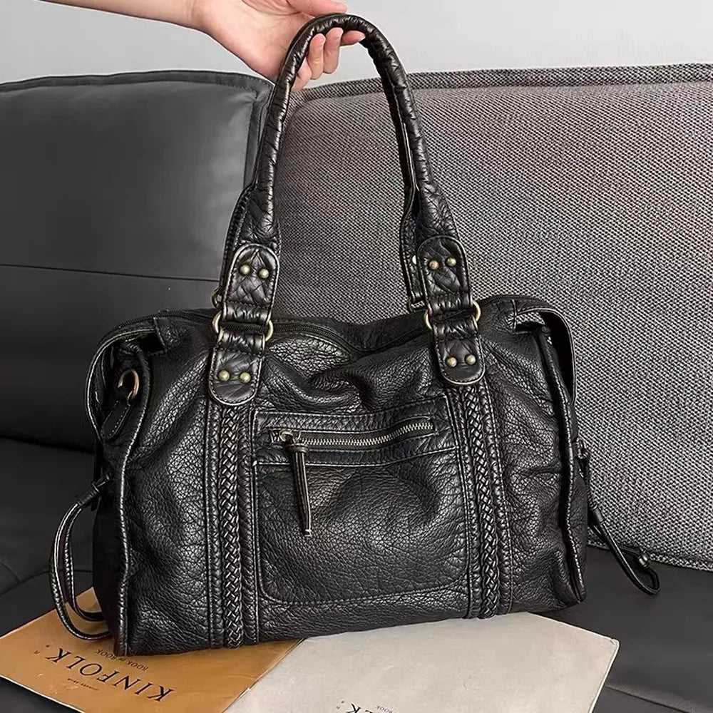 Élégance Noire - Sac à Main Luxe - Cuir Véritable-sac à main-PARIS FEMME