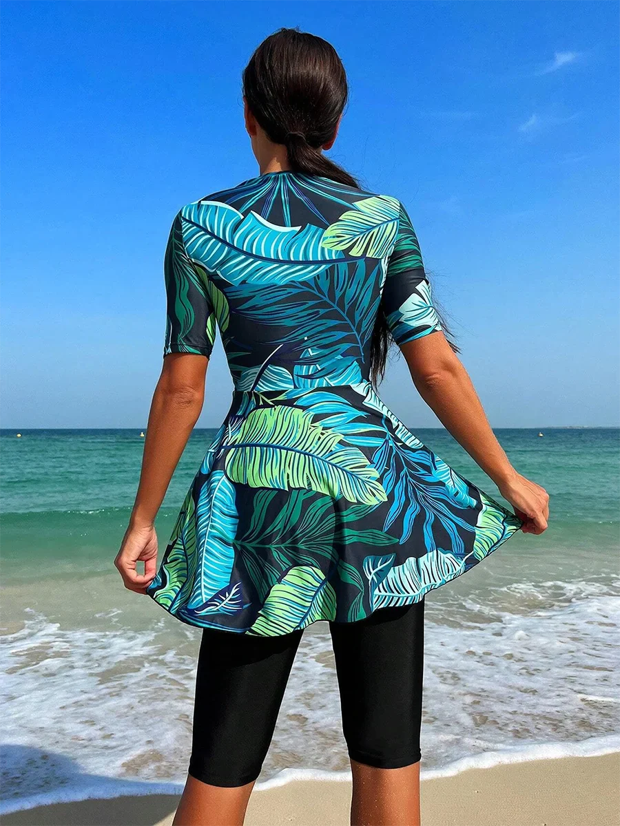 3 Pièces Floral Burkini - Modeste Vêtements de Bain-Burkini-PARIS FEMME