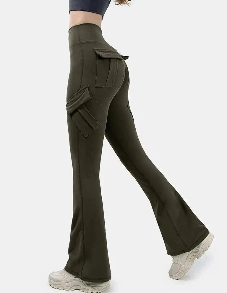 Pantalon cargo flare taille haute-Pantalon femme-PARIS FEMME