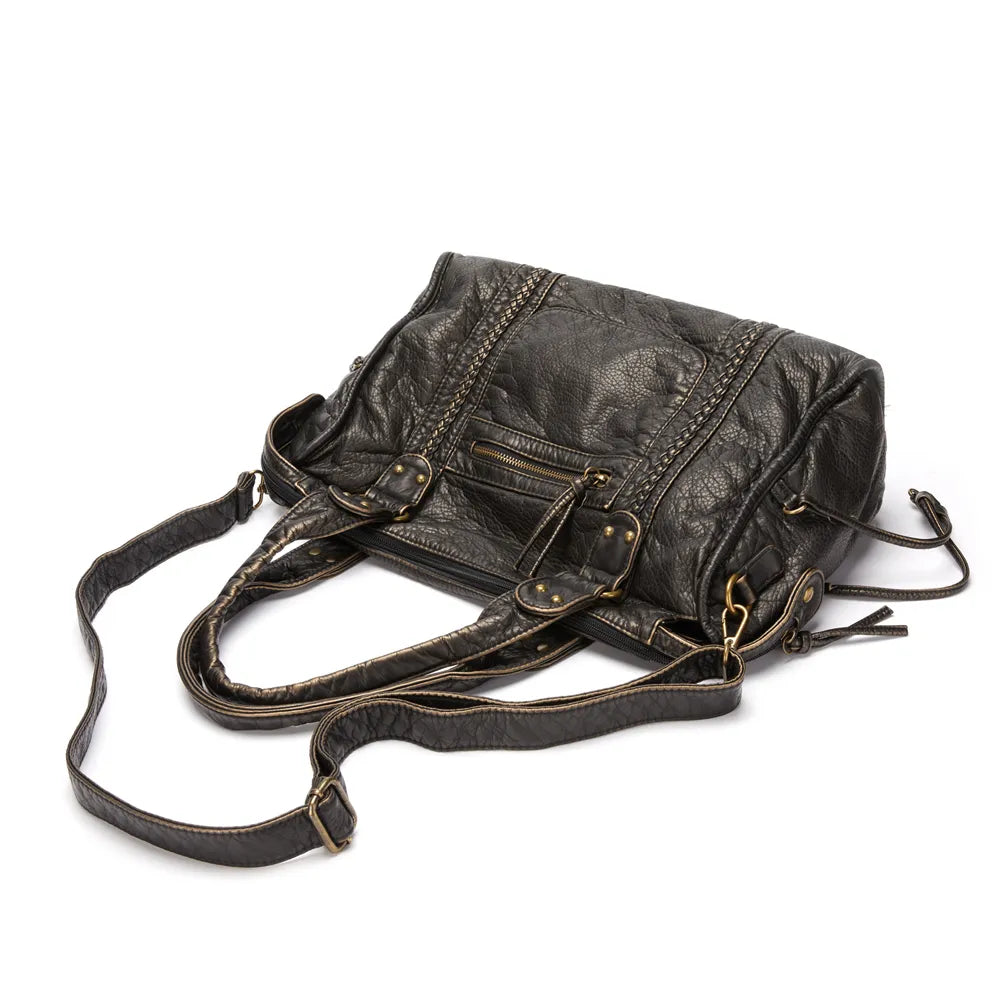 Élégance Noire - Sac à Main Luxe - Cuir Véritable-sac à main-PARIS FEMME