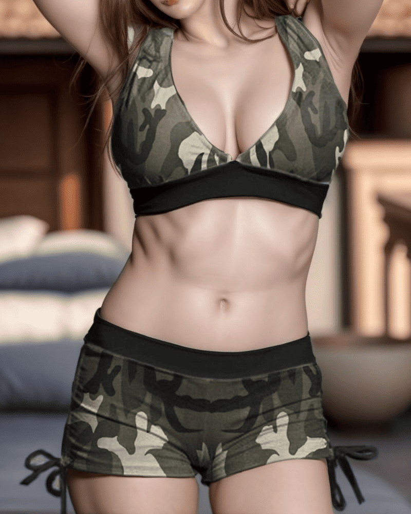Bikini halter avec imprimé camouflage-Costumes Estivaux pour Femmes-PARIS FEMME