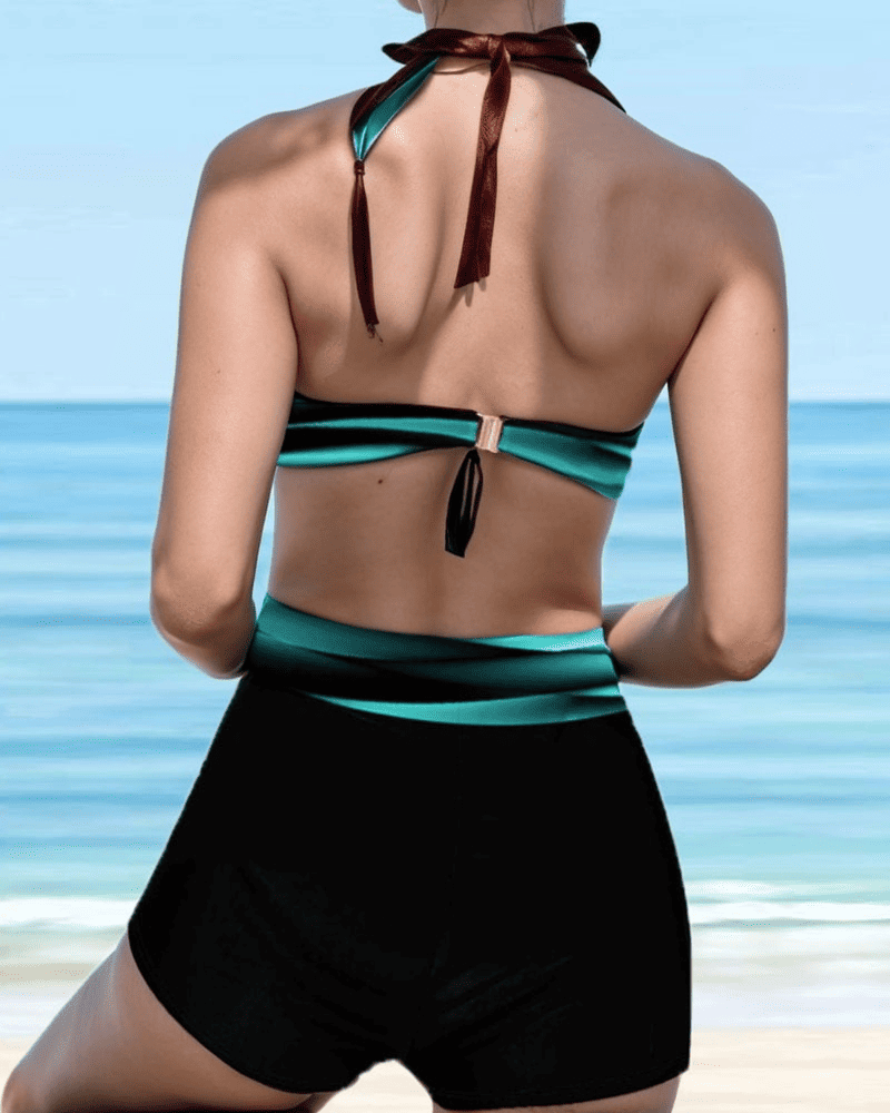 Bikini croisé à col halter avec bande-Costumes Estivaux pour Femmes-PARIS FEMME