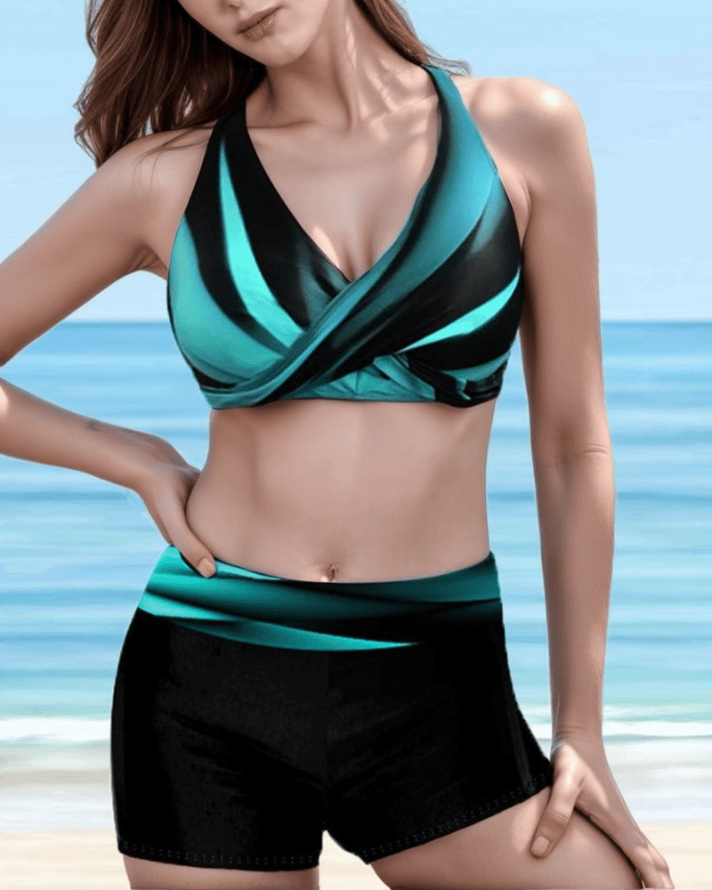 Bikini croisé à col halter avec bande-Costumes Estivaux pour Femmes-PARIS FEMME