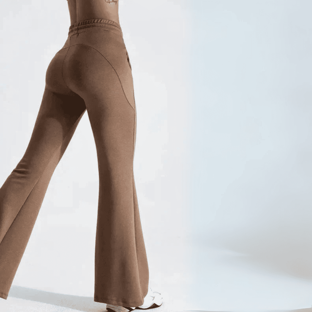 Alessia Pantalons de sport évasés bruns pour femmes-Pantalon femme-PARIS FEMME