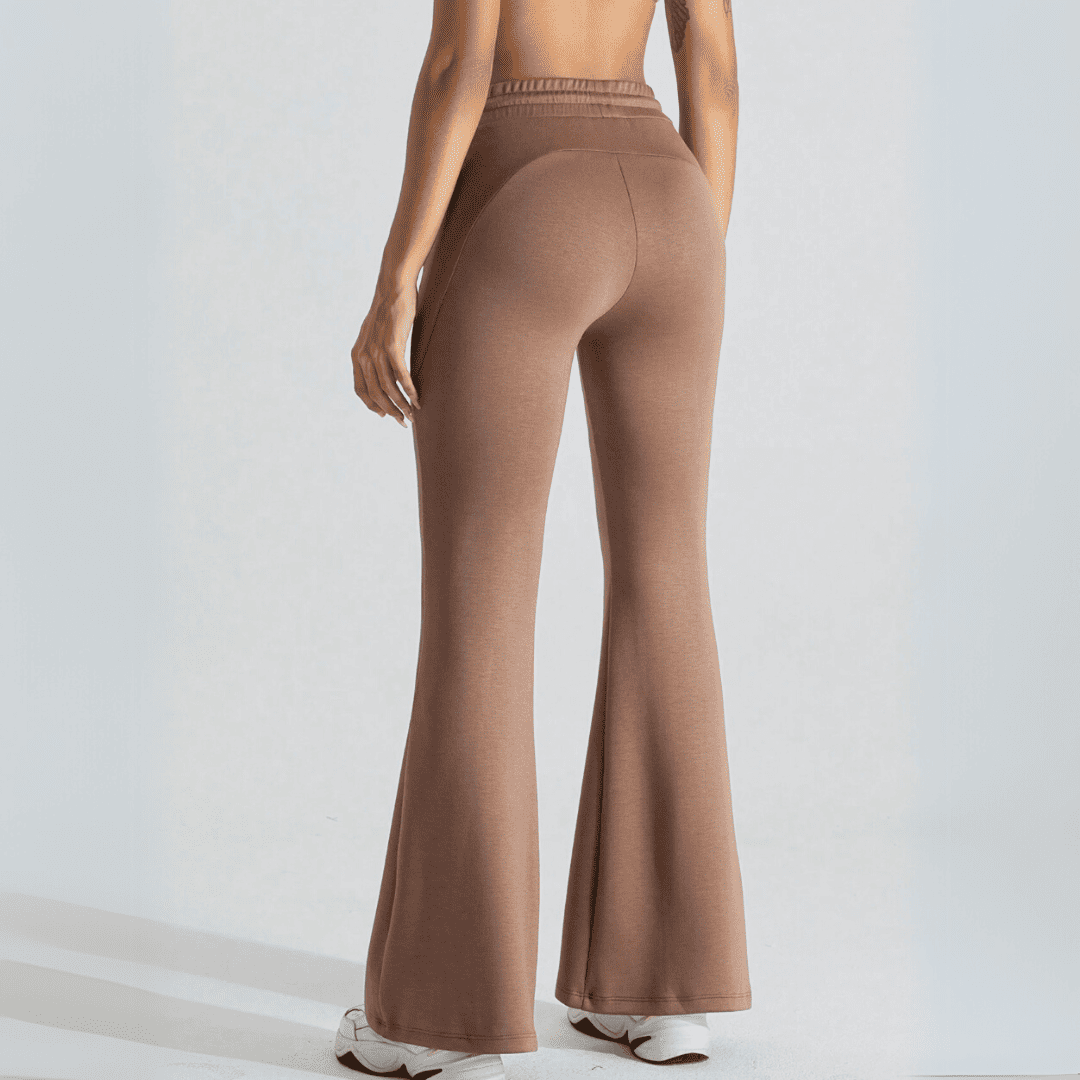 Alessia Pantalons de sport évasés bruns pour femmes-Pantalon femme-PARIS FEMME