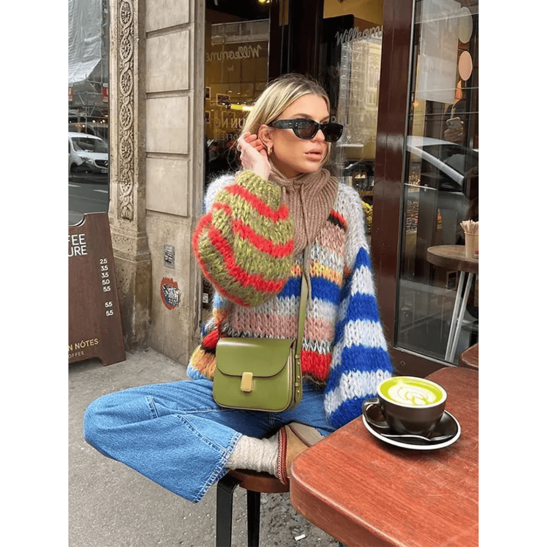 Kamena Gilet en tricot coloré pour femmes-Pull Col Roulé pour Femme-PARIS FEMME
