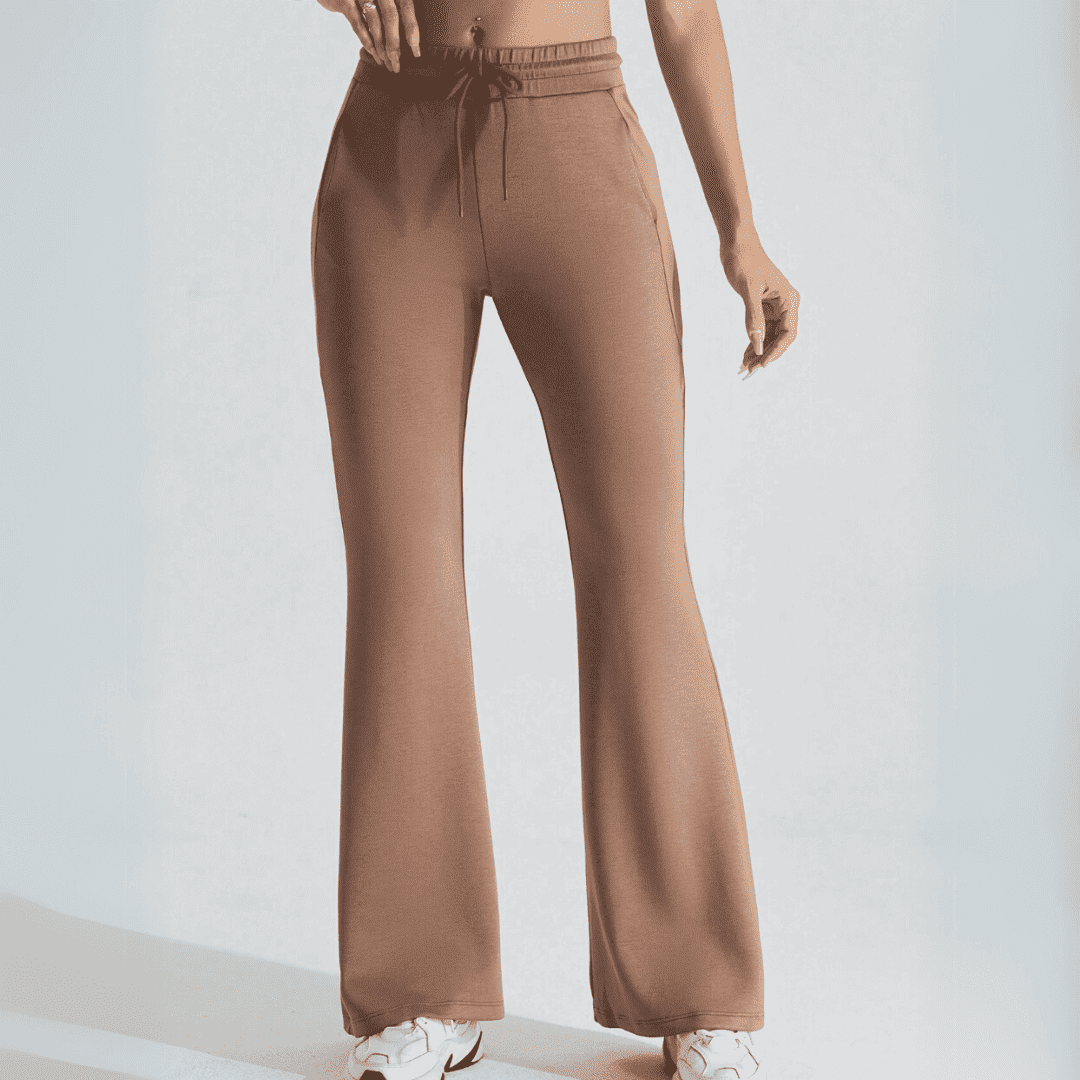 Alessia Pantalons de sport évasés bruns pour femmes-Pantalon femme-PARIS FEMME