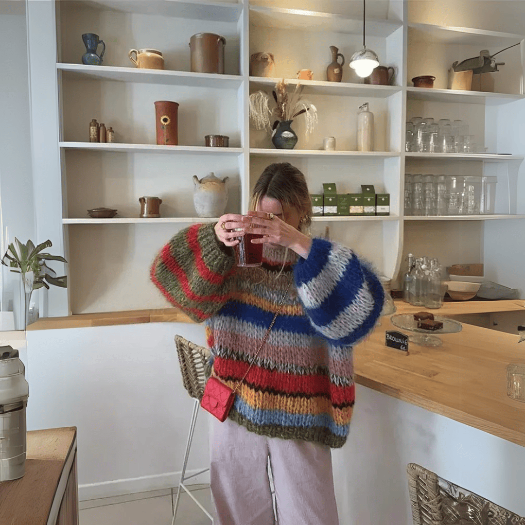 Kamena Gilet en tricot coloré pour femmes-Pull Col Roulé pour Femme-PARIS FEMME