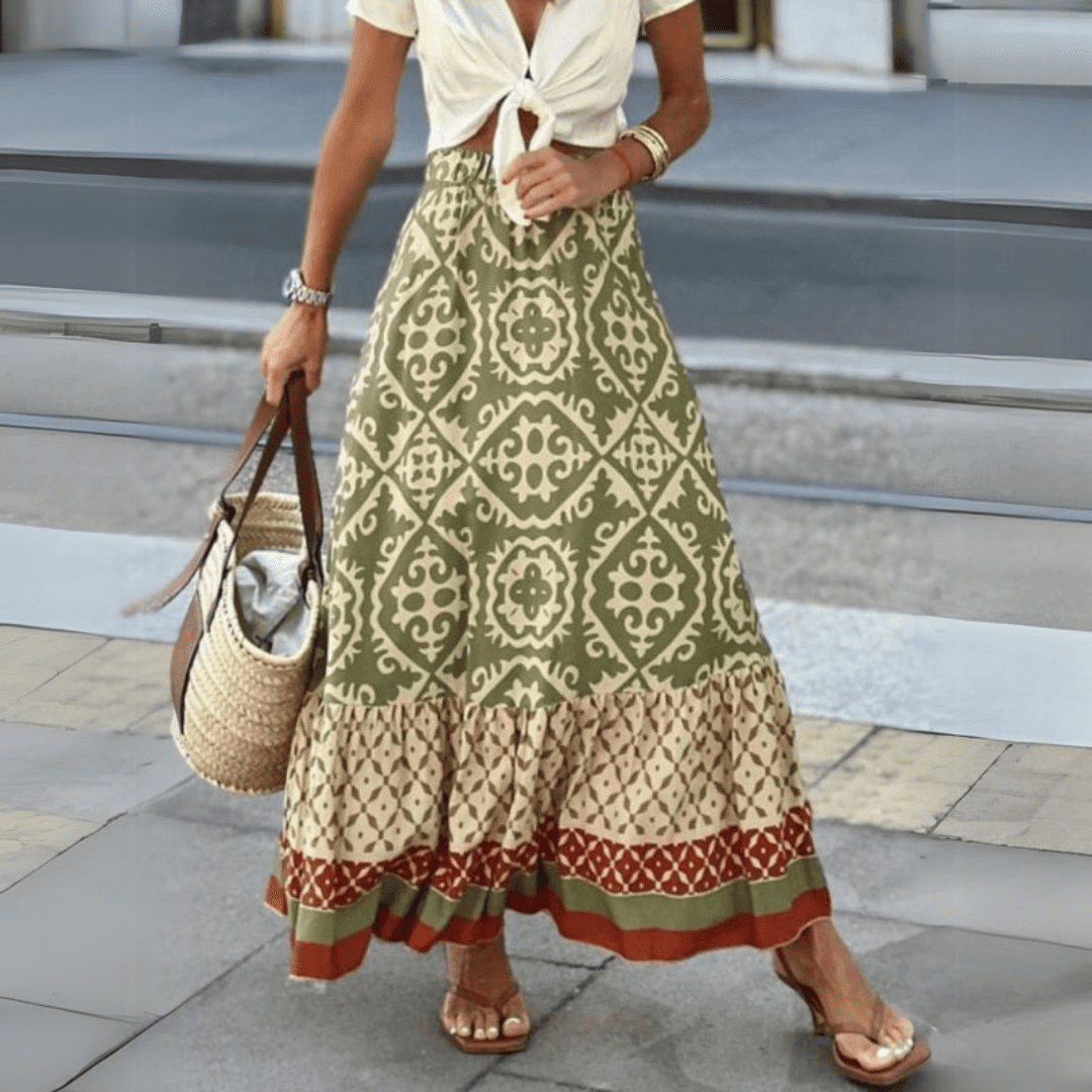 Jupe midi Jadwinia à volants-skirt-PARIS FEMME