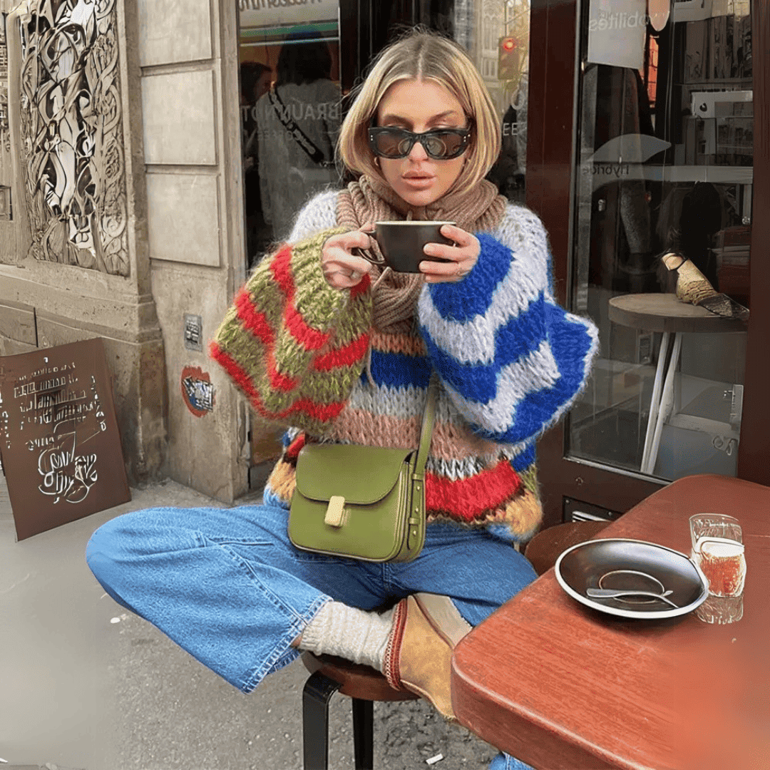 Kamena Gilet en tricot coloré pour femmes-Pull Col Roulé pour Femme-PARIS FEMME