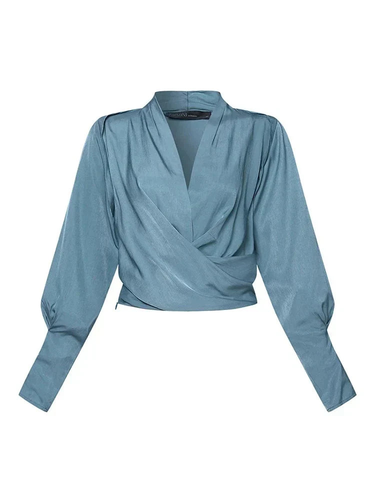 ISHI - Blouses V-hals - Manches bouffantes-Chemisier-PARIS FEMME