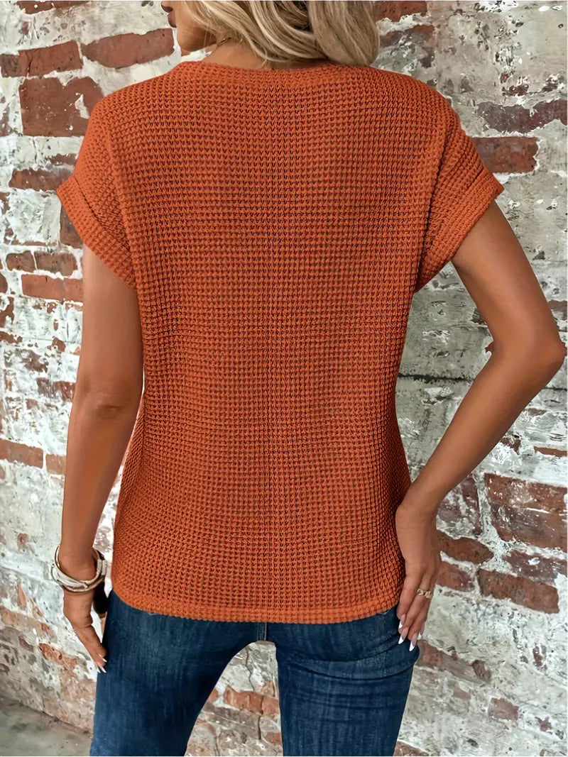T-shirt d'été - Col rond - Manches chauve-souris - Design tendance-T-Shirts pour Femmes-PARIS FEMME