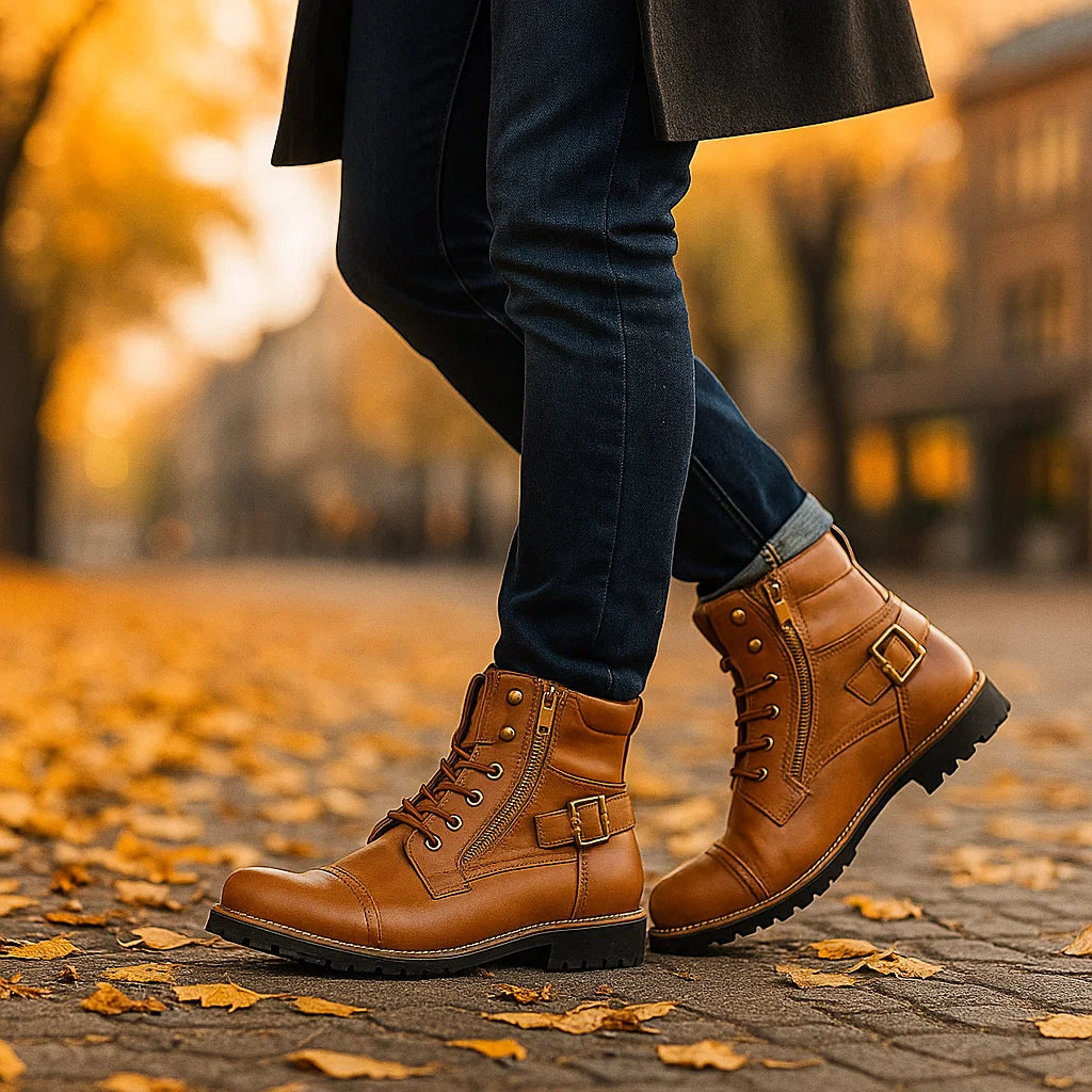Rhion - Bottes Moto Homme Cuir Antidérapantes