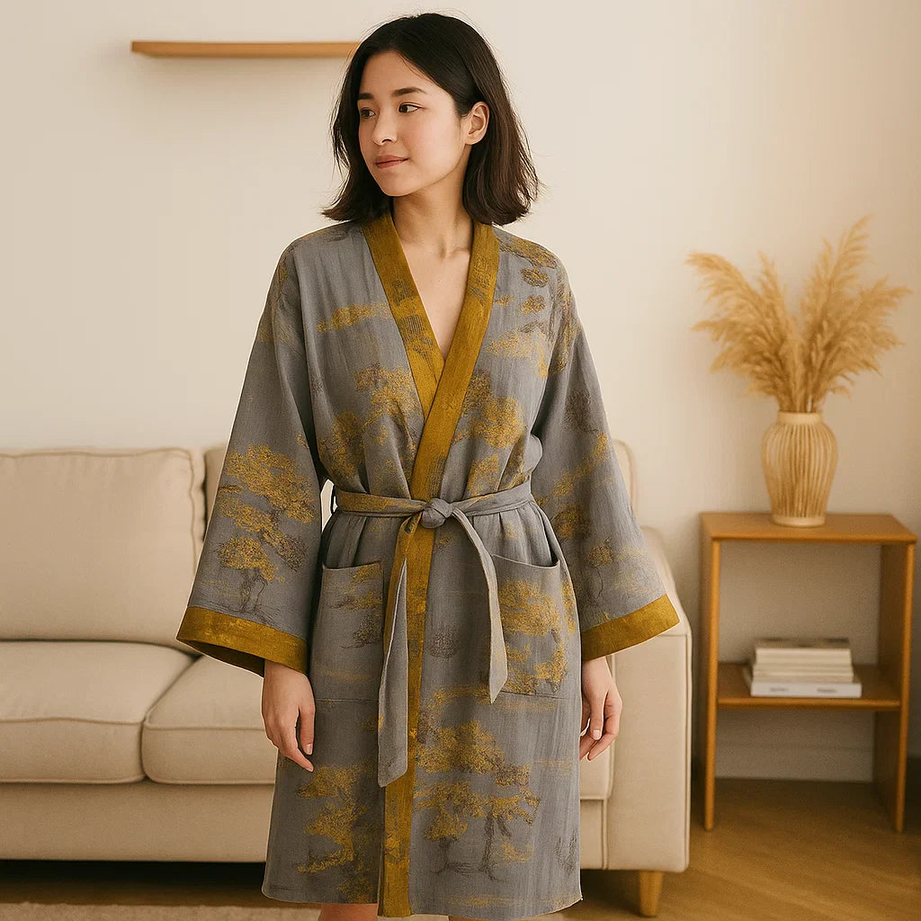 SereneCotton – Couverture Kimono Luxueuse en Coton d'Élégance Intemporelle