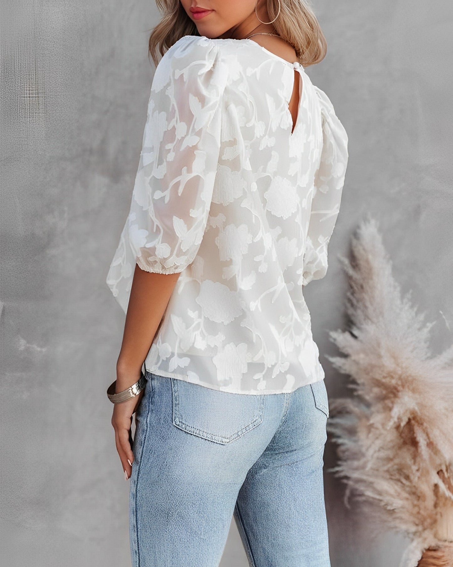 Dorothea - Chiffon Blouse - Manches Bouffantes-Chemisier-PARIS FEMME