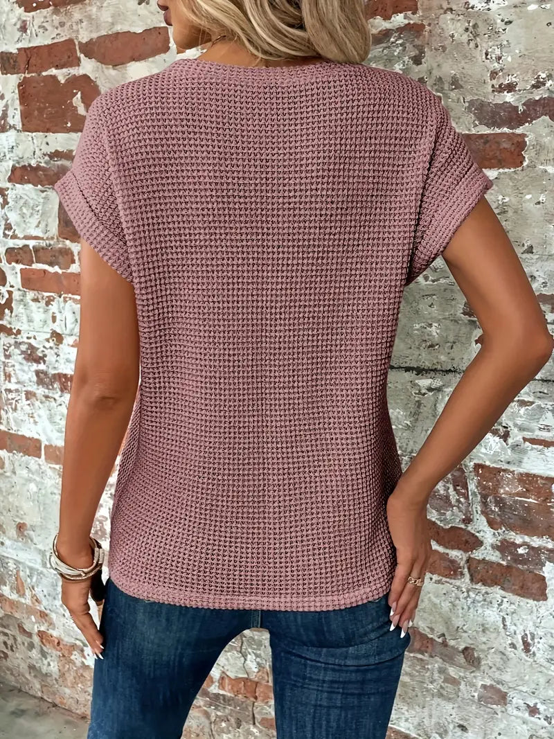 T-shirt d'été - Col rond - Manches chauve-souris - Design tendance-T-Shirts pour Femmes-PARIS FEMME