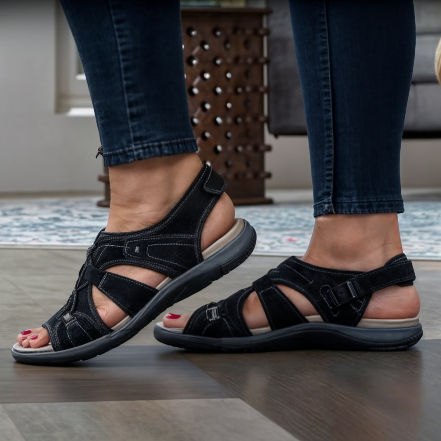 Sandales Rondes À Bout Ouvert - Confort - Élégance-Chaussures-PARIS FEMME