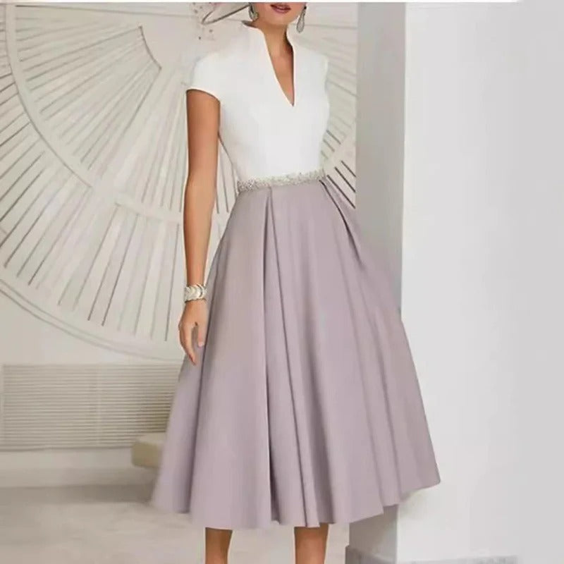 Robe midi bicolore élégante - Robe de bal raffinée