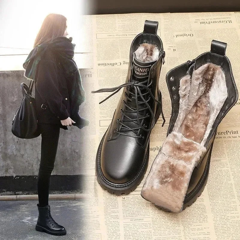 Bottes d'hiver en cuir pour femmes - Confort - Élégance-Chaussures-PARIS FEMME