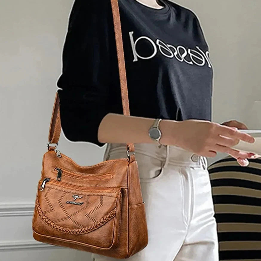 Sac bandoulière cuir souple luxe - Élégance - Chic-sac à main-PARIS FEMME