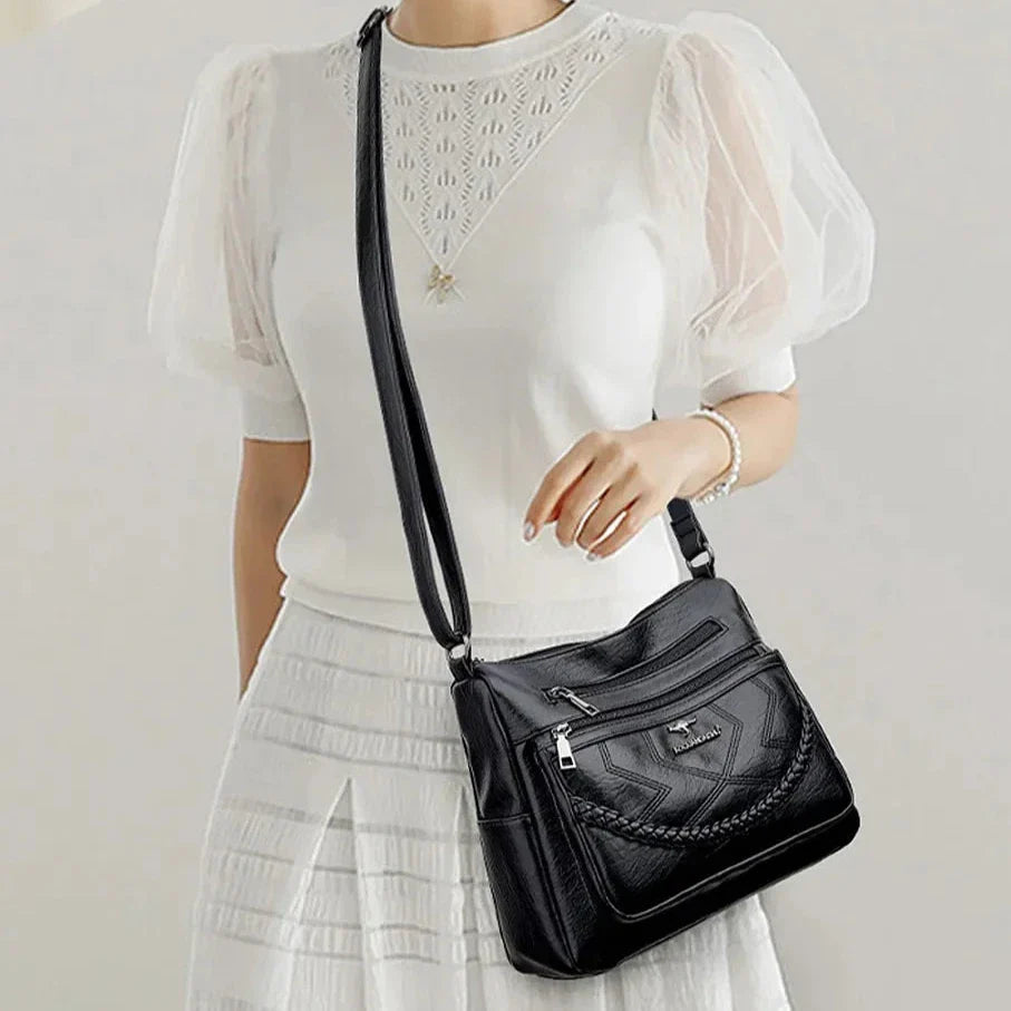 Sac bandoulière cuir souple luxe - Élégance - Chic-sac à main-PARIS FEMME