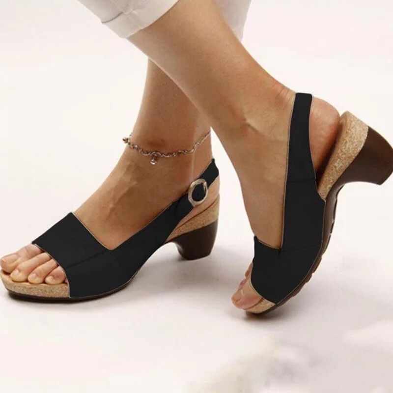 Sandales à talon moyen - Élégance - Confort - Mode-Chaussures-PARIS FEMME