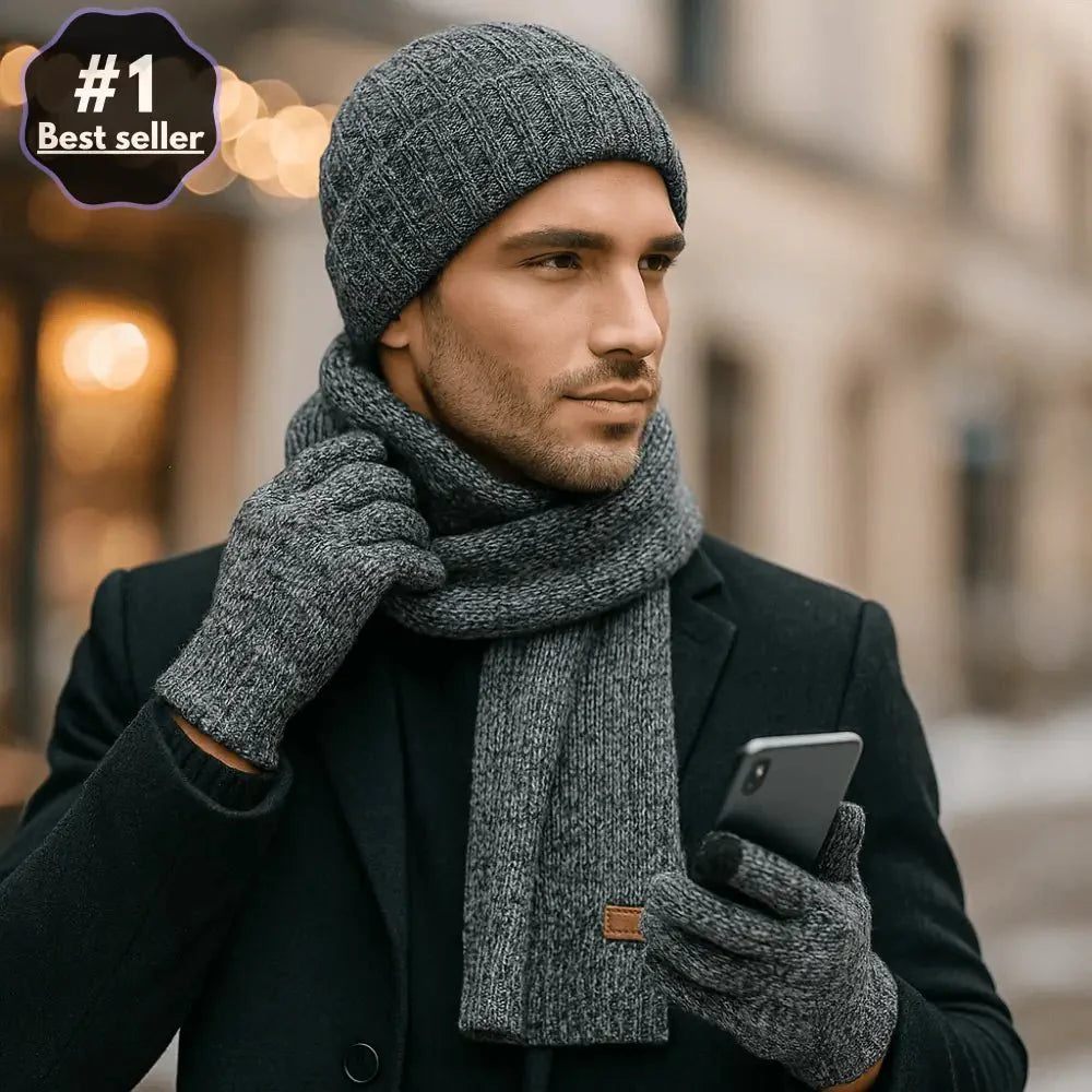 Ensemble bonnet, écharpe et gant homme Ensemble bonnet, écharpe et gant homme