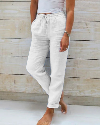 Pantalon femme léger extensible coupe confortable en plusieurs coloris