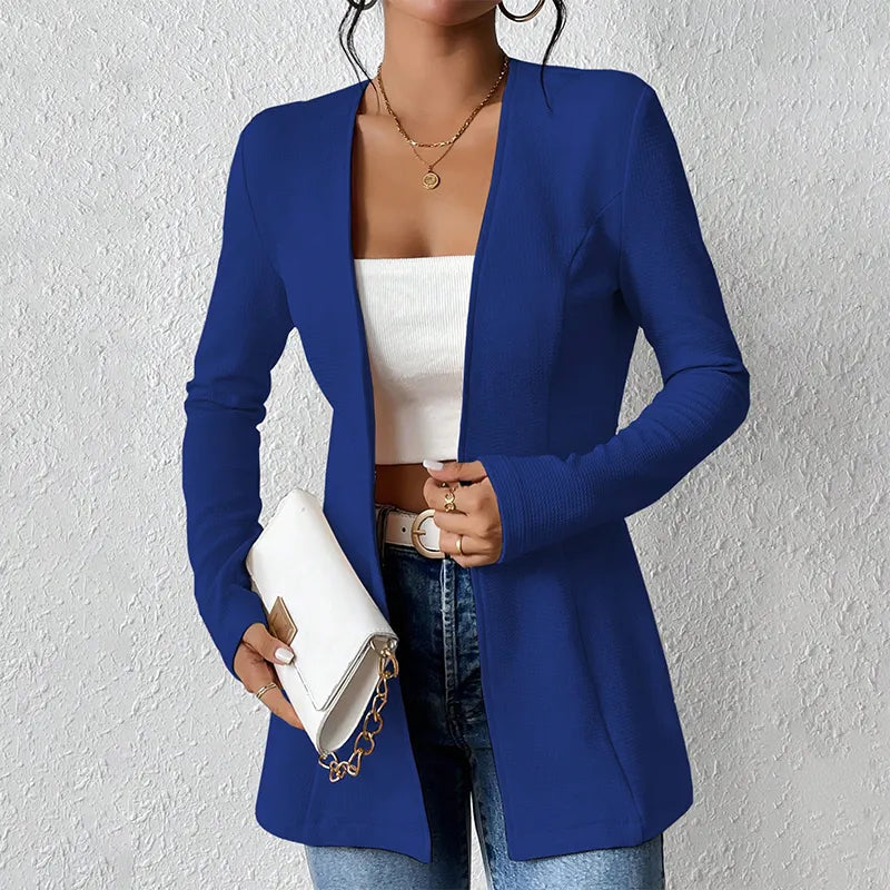 Blazer tailleur femme bouton simple coupe structurée col ouvert
