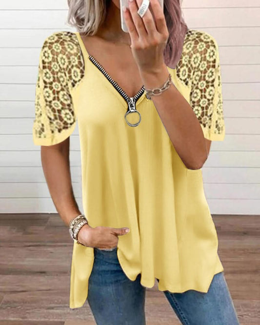 T-shirt à manches courtes unicolore-T-Shirts pour Femmes-PARIS FEMME