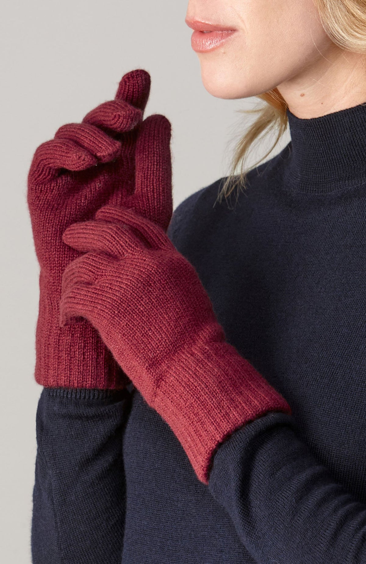 Gants femme cachemire 100% côtelés fabriqués en Grande-Bretagne
