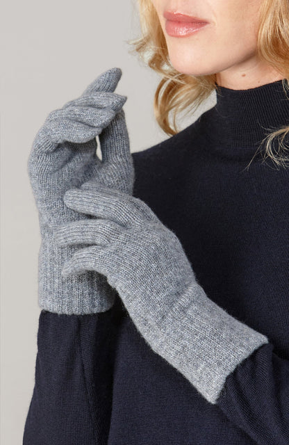 Gants femme cachemire 100% côtelés fabriqués en Grande-Bretagne
