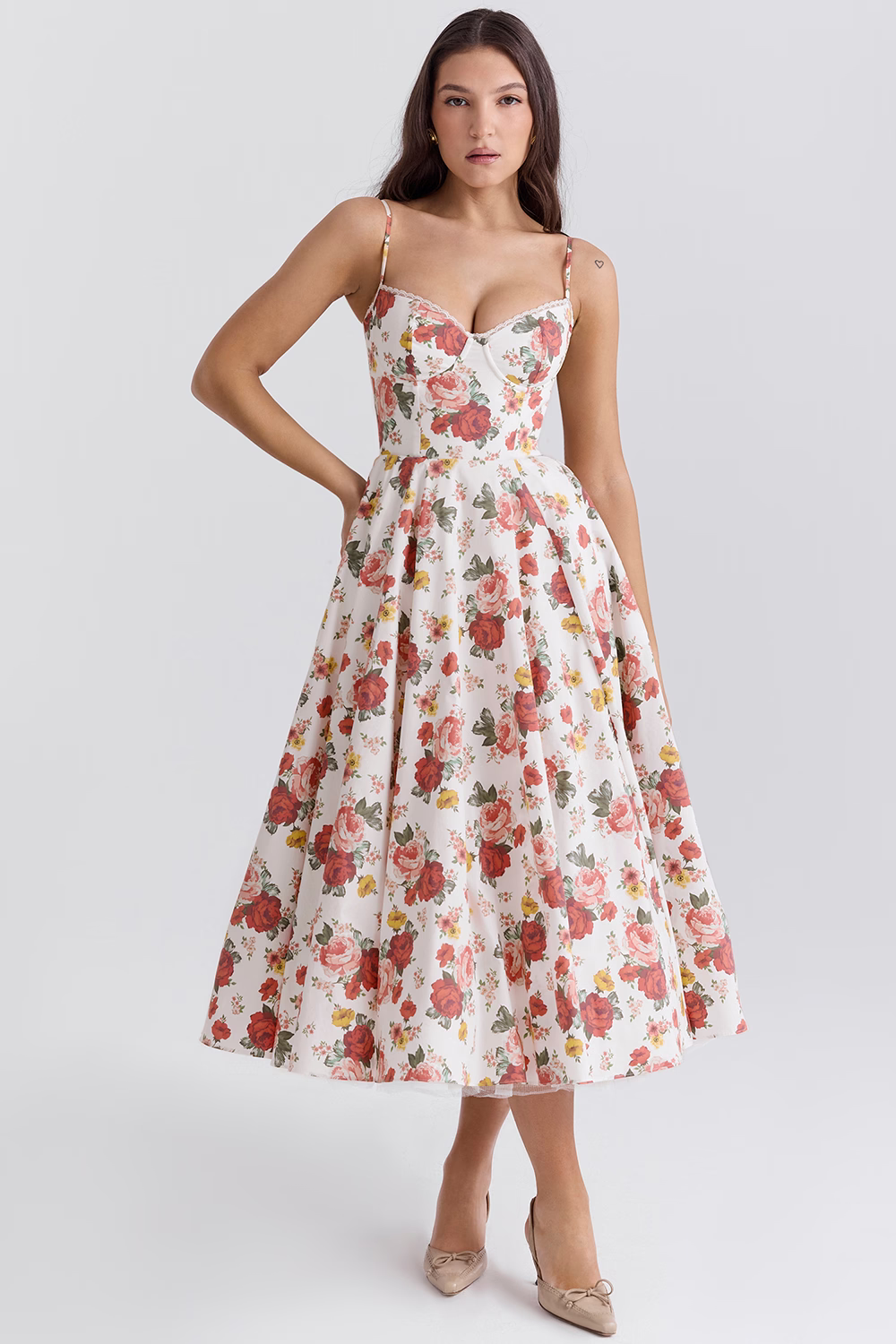 Amarielle - Robe Midi Élégante - Corset - Jupe Évasée - Robe de Bal