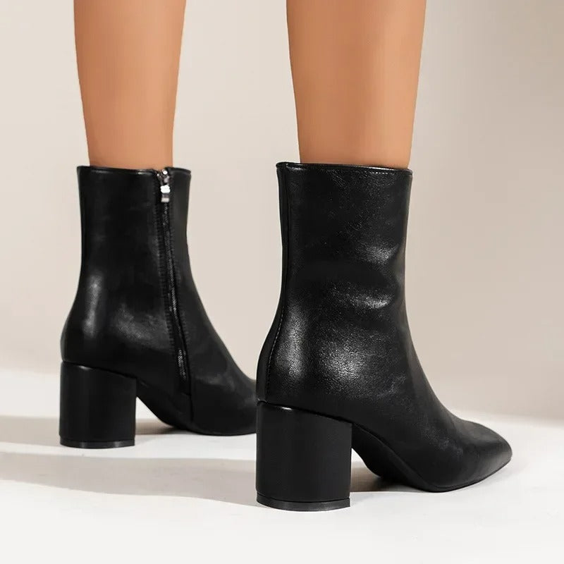 Bottines à Talon Femme | Bout Pointu, Fermeture Zippée | Style Élégant