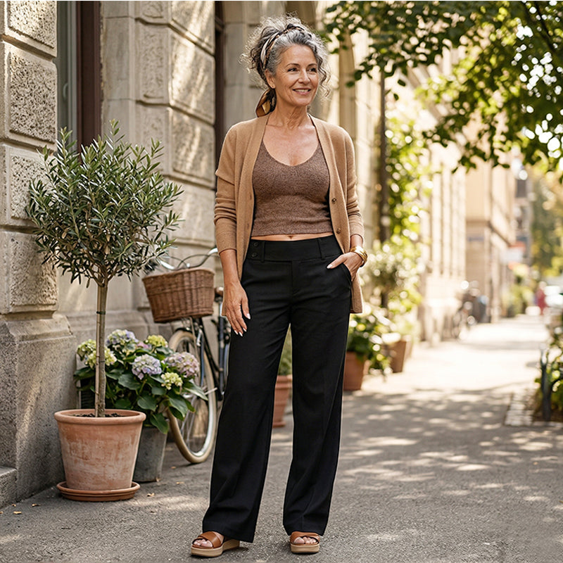 Pantalon Évasé Femme | Taille Ajustée, Confort Fluide