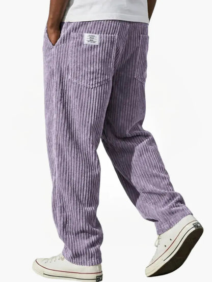 Pantalon homme côtelé coupe relaxed avec cordon de serrage