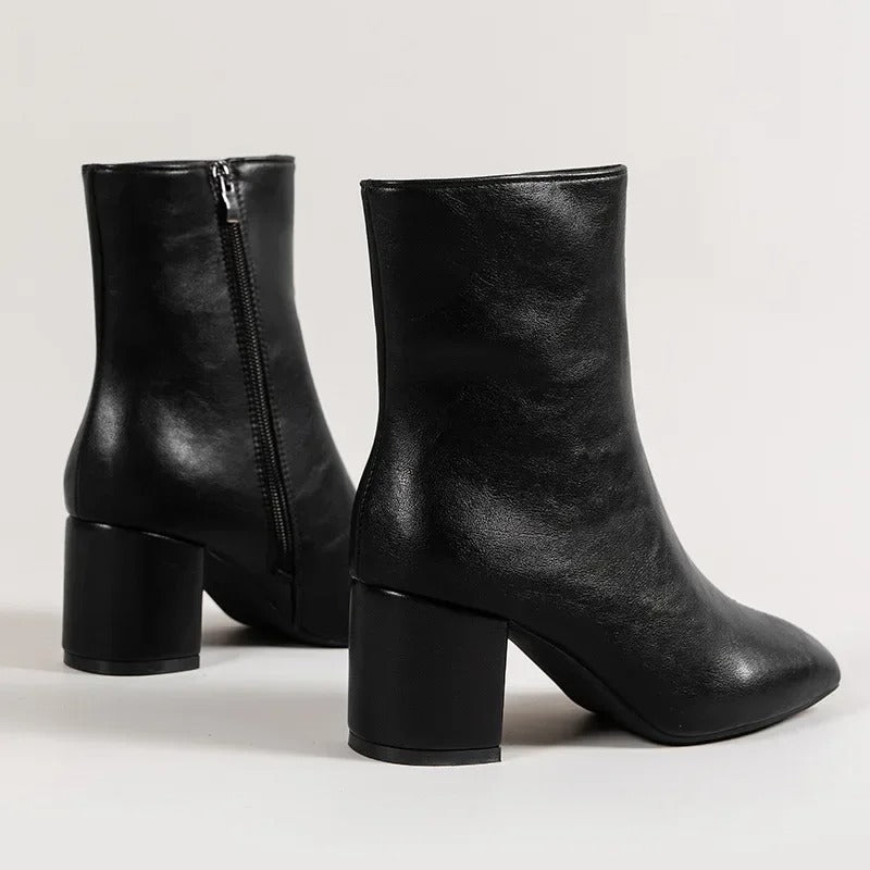 Bottines à Talon Femme | Bout Pointu, Fermeture Zippée | Style Élégant