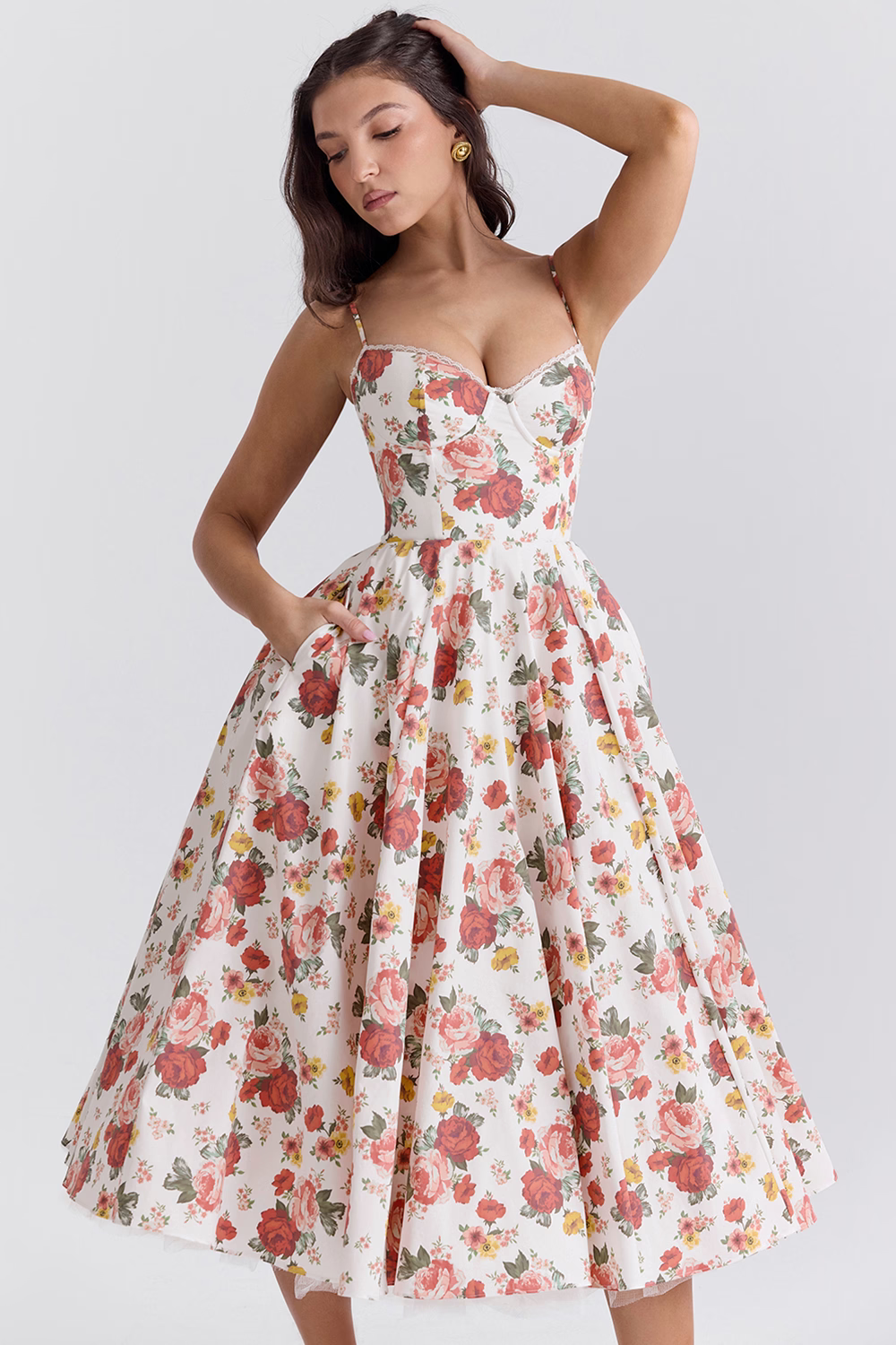 Amarielle - Robe Midi Élégante - Corset - Jupe Évasée - Robe de Bal