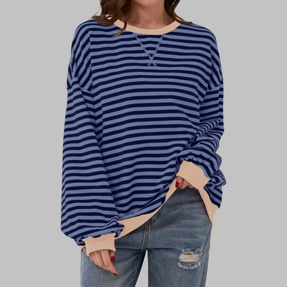 Sweat-shirt rayé femme manches longues | Confort doux, coupe moderne